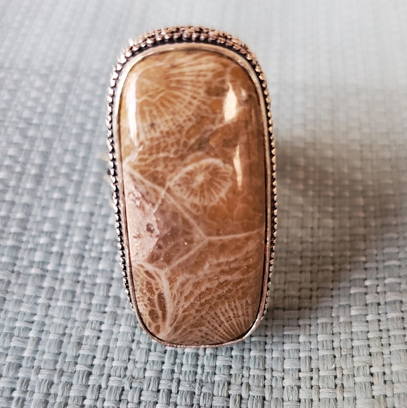 New Fossil Coral 925 Silver Ring. - Picture 5 of 12